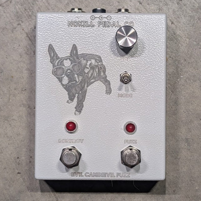 NOKILL Pedal Co Evil Caninevil Fuzz — dual-circuit pedal with fuzz and octave-up, each on its own footswitch, 125B enclosure with original dog-inspired artwork